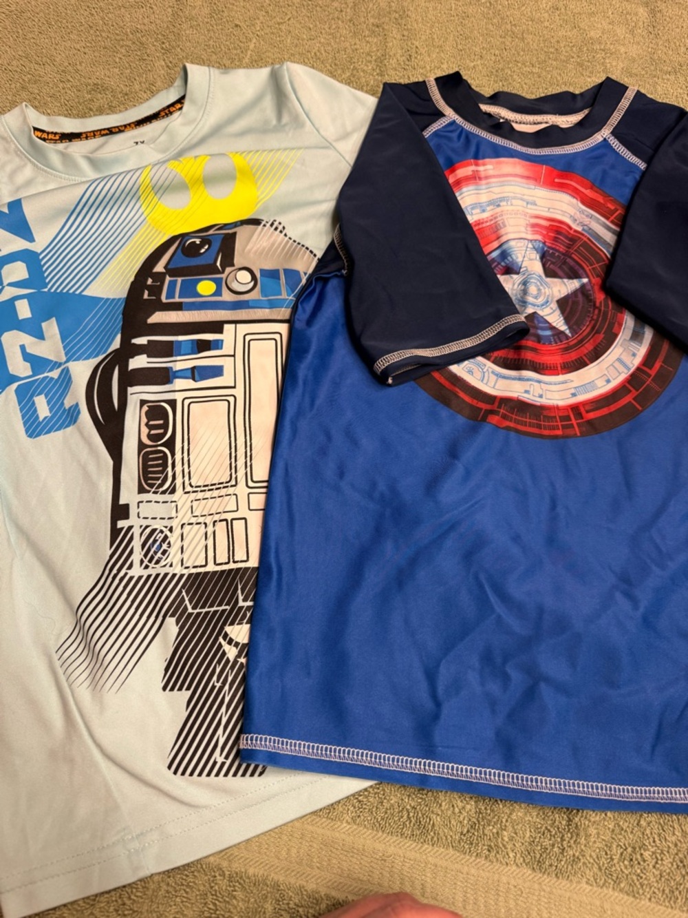 Boys Blue Star Wars & Captain America Graphic Rash Guard Tops